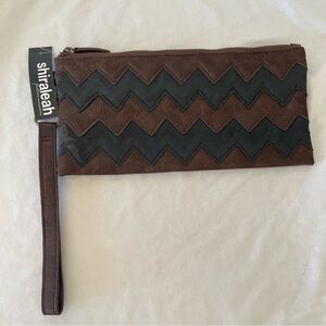Shiraleah Chevron Clutch in Brown and Black